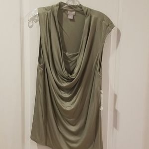 Chicos Draped Top - Olive Green - Size 2